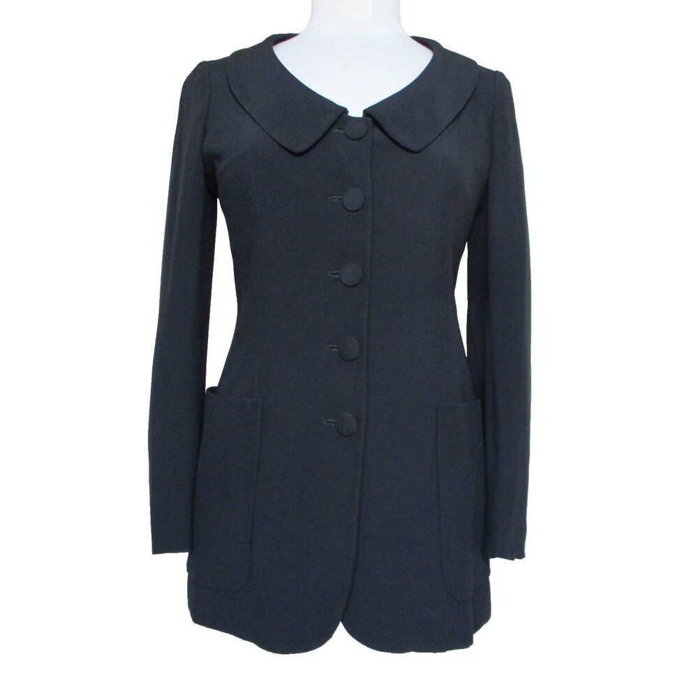 Vintage 90s Moschino Couture Black Jacket Size 6 Women Long Blazer FItted